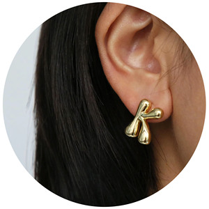Mode 18K Plaqué Or Chunky Alphabet Boucles D'oreilles Initiales Femmes Bulle Ballon Lettre Boucles D'oreilles - Product Image 1