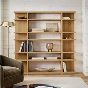 DU'S Bibliothèque moderne en bois massif, grande capacité, idéale pour les écoles et les bibliothèques - Product Image 2