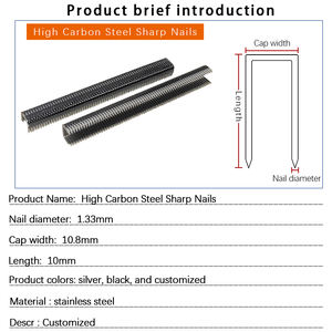 Clous <span class=keywords><strong>à</strong></span> <span class=keywords><strong>béton</strong></span> pointus en acier <span class=keywords><strong>à</strong></span> haute teneur en carbone, agrafes en forme de U, clous <span class=keywords><strong>à</strong></span> orteils N810-B, feuilles de <span class=keywords><strong>fer</strong></span>, agrafes pointues noires, code d'agrafes - Product Image 5