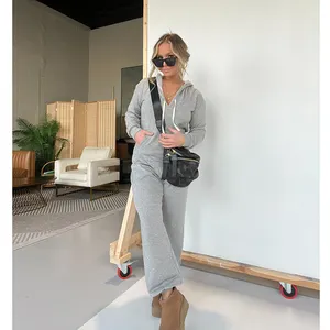 2024 New French Terry Jumpsuit Custom women Holiday Union Suit Adult Hoodie