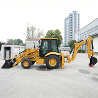 Backhoe Loader Hidrolik untuk Lokasi Konstruksi di Area Sempit, Backhoe Loader dengan Fungsi Front Loader dan Backhoe, Excavator Loader