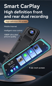 กล้องติดรถยนต์หน้าจอสัมผัส IPS ขนาด 9.66 นิ้ว พร้อมกระจกมองหลัง บันทึกภาพหน้า-หลัง รองรับ Carplay และ Android Auto แบบไร้สาย - Product Image 3