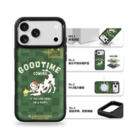 Coque de téléphone AG Feeling Black Edge avec motif chien doré attrapant une fleur pour iPhone 17, 17 Pro Max, 16 Pro, 15 – Coque magnétique