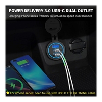 Voiture étanche marine 58W RV double prise USB 20W PD 18W QC3.0 Port USB bouton interrupteur USB C chargeur de voiture prise