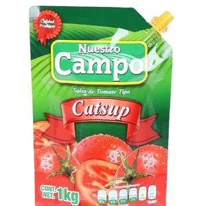 Pochette d'emballage personnalisée pour Sauces Ketchup aux tomates, avec bec verseur, 1kg, 1l