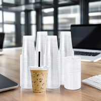 Gobelet en PET recyclable personnalisé avec logo, gobelet jetable transparent pour smoothie, café, bubble tea, jus, slush, bière, gobelet en plastique avec couvercle