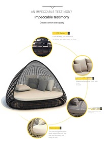 Moderno Divano Letto Portatile in Metallo con Cuscini per Villa, Hotel, Cortile, Sdraio da Relax - Product Image 4