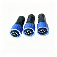 Conector de Alimentación M20 de 3 Pines, 300V 20A, Azul y Negro, Carcasa de Plástico, Bloqueo por Tornillo, con Longitud de Cable Personalizada