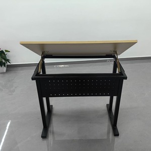 Planche à dessin à angle réglable 90x60x77 cm, cadre en métal couleur bois naturel pour conception CAO - Product Image 3