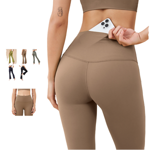 Pantalones de Yoga deportivos con estampado de cintura alta Spandex/nailon 220g adelgazante estiramiento de cuatro vías sensación desnuda ropa interior libre para mujeres corriendo - Product Image 4