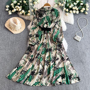 <span class=keywords><strong>Abito</strong></span> con Colletto Stampato Retrò per Donna, Vestito Monopetto alla Moda per Autunno e Inverno - Product Image 4