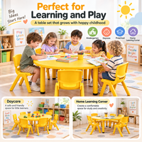 Ensemble table et chaises rondes pour enfants, pour garderie et école maternelle, avec bords lisses, structure stable et couleurs personnalisées