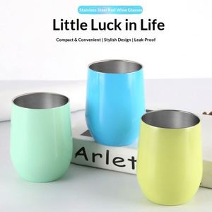 Tasse isotherme en acier inoxydable 304 à double paroi sous vide, forme œuf 12oz, pour le commerce transfrontalier, modèle ventru - Product Image 3
