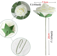 Rose artificielle en mousse de 7,5 cm, fleur faite à la main avec tige et support – Durable et écologique pour la Fête des Mères, Noël et le Nouvel An