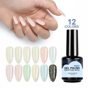 OEM/ODM Free Sample 12 Colors Brocade Base Gel Polish Beauty Nail Rubber Base