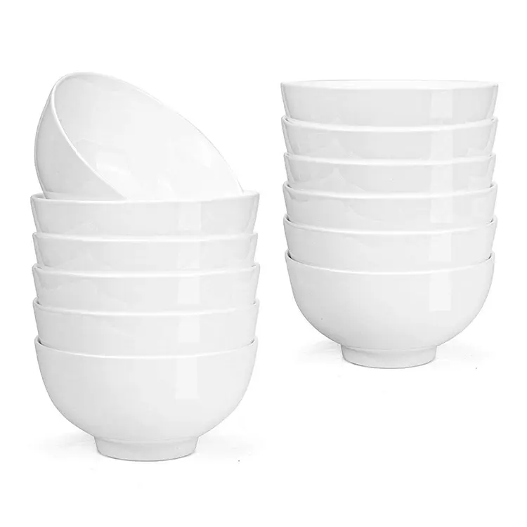 Grosir Putih Nasi Mie Salad Keramik Mangkuk Sup Porselen Mangkuk Set 4 6 8 10 Buah