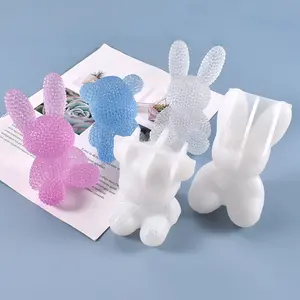 Moldes de silicona de conejo 3D moldes de fundición de resina de oso para Vela, artesanía de resina DIY
