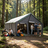Tente de réception commerciale robuste 5m x 15m, structure en acier galvanisé, imperméable, 4 saisons, tente de glamping safari extérieure