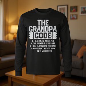 Camiseta de manga larga The Grandpa Code, regalo divertido para el día del padre con broma sobre el abuelo - Product Image 3