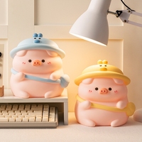 Dudu Cochon Tirelire Jouet de Dessin Animé pour Enfant Poupée en Vinyle Anti-goutte Tirelire Grande Capacité Peut Stocker les Cadeaux Souhaitables