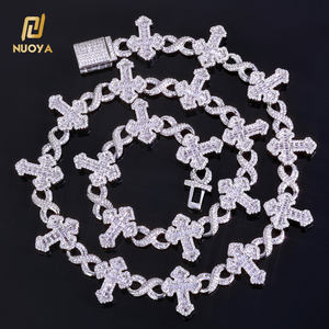 NUOYA alta gioielleria 15MM con catena di diamanti ghiacciata placcato in oro con fibbia a croce 8 caratteri con Design <span class=keywords><strong>infinito</strong></span> <span class=keywords><strong>collana</strong></span> di zirconi - Product Image 1