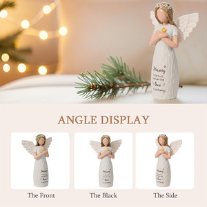 Statue d'ange fille, cadeau commémoratif, ornement de bureau, décoration de salon, souvenir de condoléances pour la mémoire des êtres chers - Product Image 6