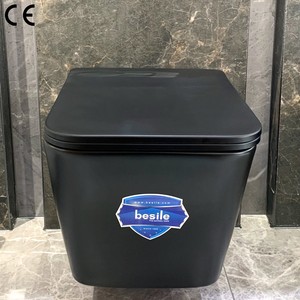 Cuvette de toilette murale de bonne qualité en porcelaine CE de couleur noire mate réservoir d'eau inodoro salle de bain suspendue en céramique cuvette de toilette suspendue - Product Image 2