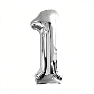 Party Love Silver Number 1 Foil Balloon 45cm <b>Birthday</b> Party <b>Decoration</b> - Product Image 3