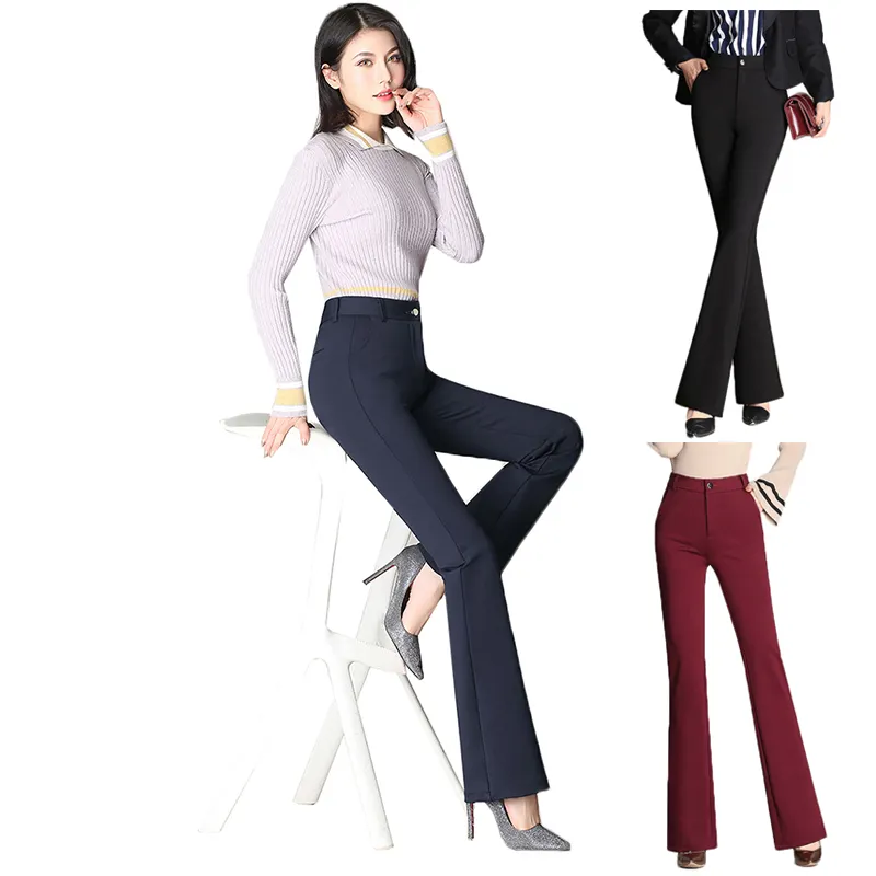הגעה חדשה גבוהה מותן מכנסיים עסקי פורמליות נשים ארוך <span class=keywords><strong>ישר</strong></span> רגל מכנסיים