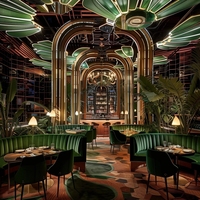Meubles de bar et de restaurant de luxe, ensemble de table et de chaises de restaurant en velours vert, sièges de banquette de café, banquette VIP