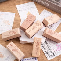 1pcs Stempel Bunga Liar di Pegunungan, Stempel Tanaman dan Bunga Kayu, Stempel Dekorasi Sastra Segar, 8 Model