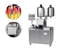 Ligne de production semi-automatique de rouges à lèvres en gros, machine à rouges à lèvres, contrôle PLC, 5-6 moules/min, pour poudre plastique
