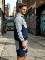 Nouvel ensemble survêtement YTS personnalisé coupe oversize pour homme : veste coupe-vent et pantalon de jogging en nylon, style streetwear