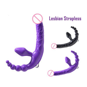 レズビアンバットプラグセクストイ3本の頭のアナルビーズGスポットディルドバイブレーターストラップレスストラップ付き - Product Image 1