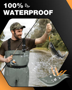 Hommes Pêche à la mouche Respirant Ripstop Bas Botte Pied Pêche Chasse Waders Léger Gris Poitrine Wader - Product Image 6