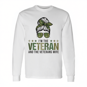 T-shirt à manches longues « Je suis le vétéran et la femme d'un vétéran » pour la Journée des Vétérans - Product Image 2