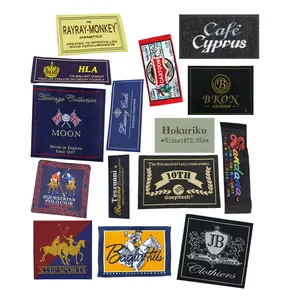 Supplier Custom Brand Sewing Logo High Density Luxury Heat Transfer Tagger Clothing Size Wash Neck Woven Labels