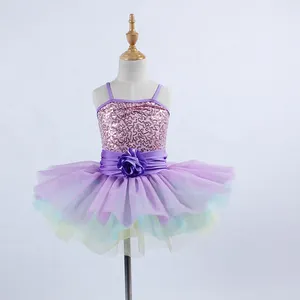 DL019 lila schöne Kinder Tanz kleid Mädchen Ballett Tutu Rock Bühne Leistung Kostüm Tanz kleidung Großhandel Kinder Tanz kleidung