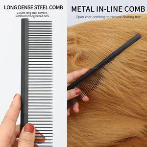 Fabbrica all'ingrosso Logo personalizzato nero in acciaio inossidabile pettine per peli di gatto pettine per animali domestici - Product Image 2