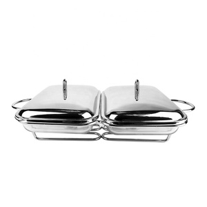 Set di utensili da <span class=keywords><strong>forno</strong></span> in <span class=keywords><strong>vetro</strong></span> borosilicato di alta qualità con coperchio in acciaio inossidabile scaldavivande in <span class=keywords><strong>vetro</strong></span> sicuro per microonde - Product Image 6