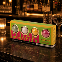 Lot de 4 bombes à cocktail en gros, assortiment de bombes à mocktail, coffret cadeau, logo personnalisé, marque privée, mélangeur de boissons scintillant en vrac pour événements