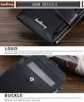 Dompet Pria Baellerry Fashion Model Baru, Dompet Pendek Kulit PU dengan Ritsleting dan Kancing, Penahan Kartu Anti Pembajakan, Tempat Koin untuk Pria