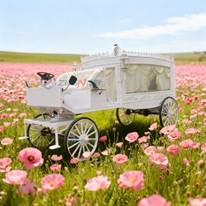 Popular White Hearse Funeral Carriage Coffin Cart Funeral Car Vintage Funeral Carriage Hearse for Sale - Product Image 5