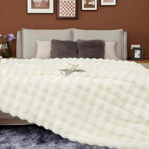 Chăn lông giả thỏ cao cấp, mềm mại, dày dặn, chất liệu lông xù, họa tiết bong bóng, thân thiện với da, dùng cho giường đôi - Product Image 4