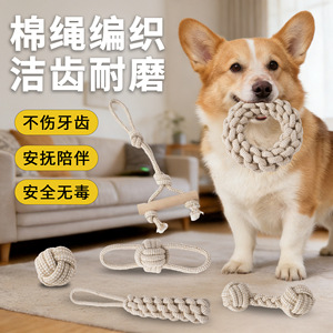 Cotton Rope Dog Toy Set For Teething And Boredom Relief Small Size Teeth Cleaning Pet Chew Toy - Product Image 1