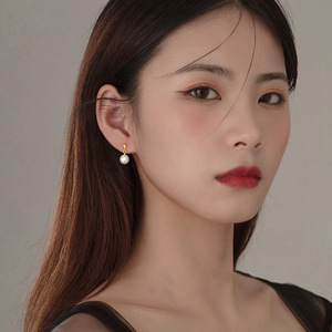 925 Sterling <b>Silver</b> Imitation <b>Pearl</b> Hoop <b>Earrings</b> Zircon Classic Minimalist Elegant Niche Design Autumn/Winter Wholesale Jewelry - Product Image 5