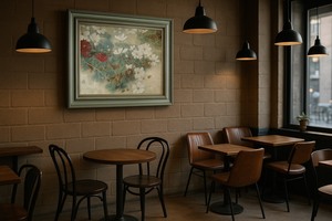 Hermosa Pintura Mural Nihonga Moderna y Única, Diseño Cosmos, Pigmentos Tradicionales Japoneses para Sala de Estar - Product Image 4