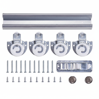 Kit de Herrajes para Puertas Correderas de Armario Wekis, Riel con 4 Ruedas, Colgador, Guía de Piso, Juego para Puertas de Madera de Armario, OEM