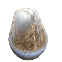 Baignoire autoportante moderne en marbre blanc naturel 100% poli à la main, sculptée, avec drain intégré, pour salle de bain – Fournisseur Refine Stone