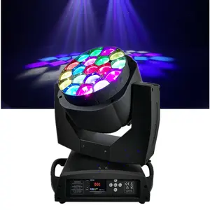 プロフェッショナルDJステージ照明K10ビッグビーアイズムービングヘッドライト、無限回転19x15w RGBWライアズームウォッシュビーム効果